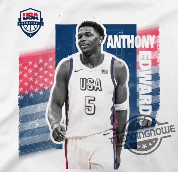 Anthony Edwards Usa Basketball 2024 Summer Olympics Player Cutout Shirt Usa Basketball 2024 Summer Olympics Shirt trendingnowe 2