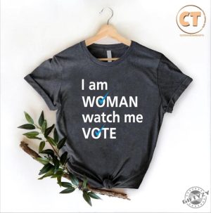 I Am Woman Watch Me Vote Shirt Womens Vote Blue Tshirt Democrat Liberals Gift Support Biden Hoodie Anti Trump Sweatshirt 2024 Election Day Shirt giftyzy 2