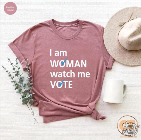 I Am Woman Watch Me Vote Shirt Womens Vote Blue Tshirt Democrat Liberals Gift Support Biden Hoodie Anti Trump Sweatshirt 2024 Election Day Shirt giftyzy 5