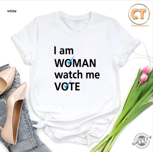 I Am Woman Watch Me Vote Shirt Womens Vote Blue Tshirt Democrat Liberals Gift Support Biden Hoodie Anti Trump Sweatshirt 2024 Election Day Shirt giftyzy 6