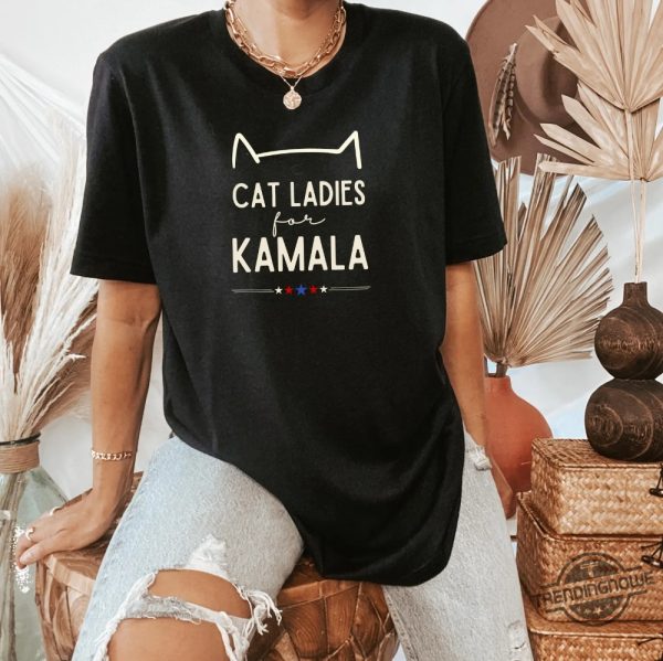 Cat Ladies For Kamala Shirt Kamala Harris 2024 President Shirt Cat Mom T Shirt Kamala Rally Shirt Childless Cat Ladies Kamala Shirt trendingnowe 2