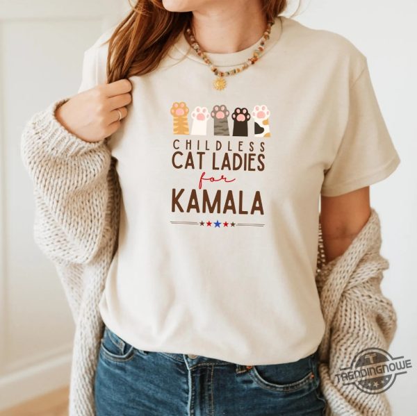 Cat Ladies For Kamala Shirt V2 Kamala Harris 2024 Shirt Cat Mom T Shirt Kamala Rally Shirt Childless Cat Ladies Kamala Shirt trendingnowe 1