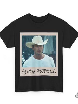 Glen Powell Cowboy Retro Photo Style Tee Glen Powell Twisters Shirt revetee 3