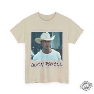 Glen Powell Cowboy Retro Photo Style Tee Glen Powell Twisters Shirt revetee 9