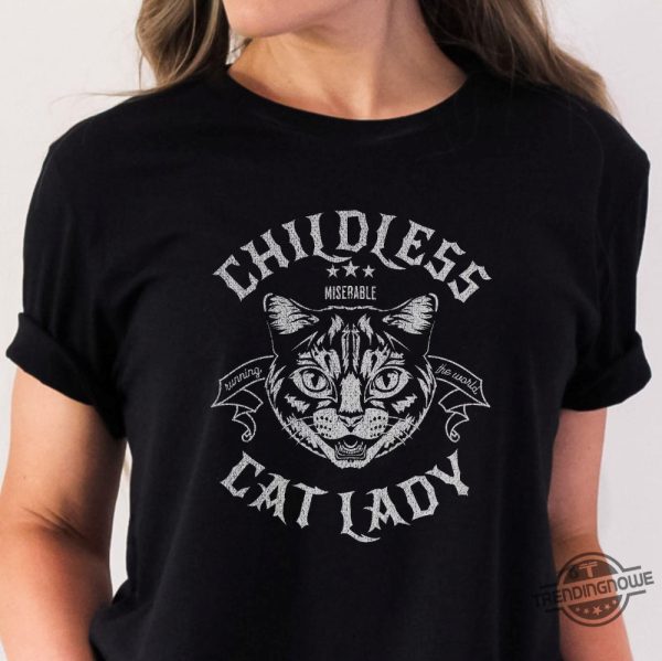 Childless Cat Lady Tee Shirt Childless Cat Lady Shirt Rocker Tee Vote 2024 Feminist Voting Shirt Anti Republican Shirt trendingnowe 1