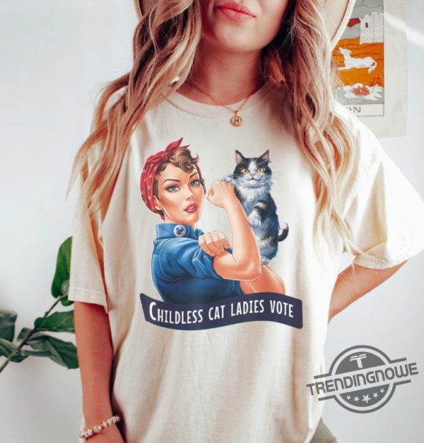 Childless Cat Lady Tee Shirt Vote 2024 Childless Cat Lady For Kamala T Shirt Feminist Shirt Anti Republican Shirt trendingnowe 1