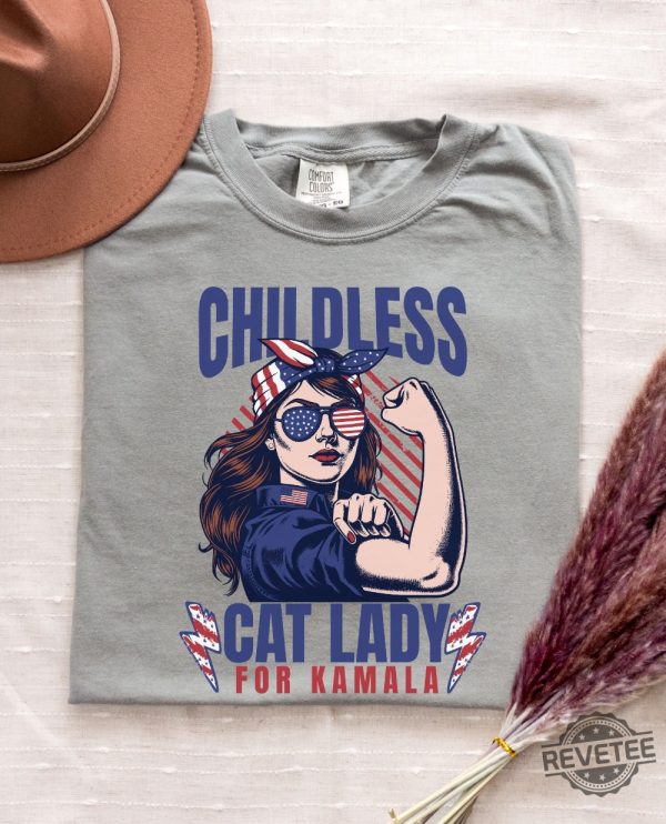 Childless Cat Lady Kamala Shirt Kamala Harris Shirt Women Vote Shirt Childless Cat Lady T Shirt revetee 3