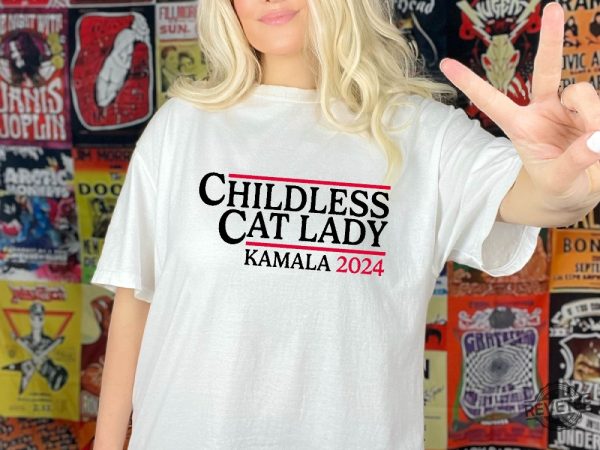 Childless Cat Lady For Kamala 2024 Shirt Kamala Harris Shirt Women Vote Shirt Childless Cat Lady T Shirt revetee 3