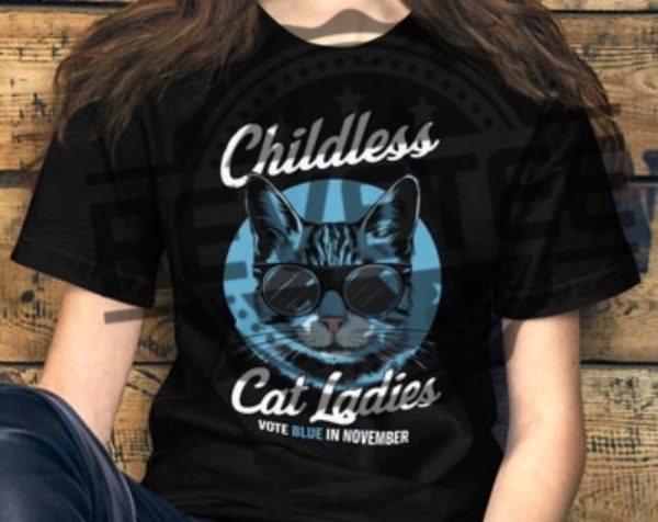 Childless Cat Lady Kamala Harris V Neck Tee Vote Kamala T Shirt Political Shirt Childless Cat Lady T Shirt revetee 1