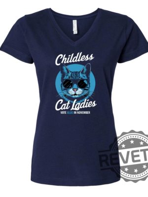 Childless Cat Lady Kamala Harris V Neck Tee Vote Kamala T Shirt Political Shirt Childless Cat Lady T Shirt revetee 2