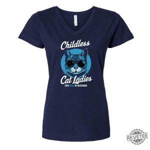 Childless Cat Lady Kamala Harris V Neck Tee Vote Kamala T Shirt Political Shirt Childless Cat Lady T Shirt revetee 3