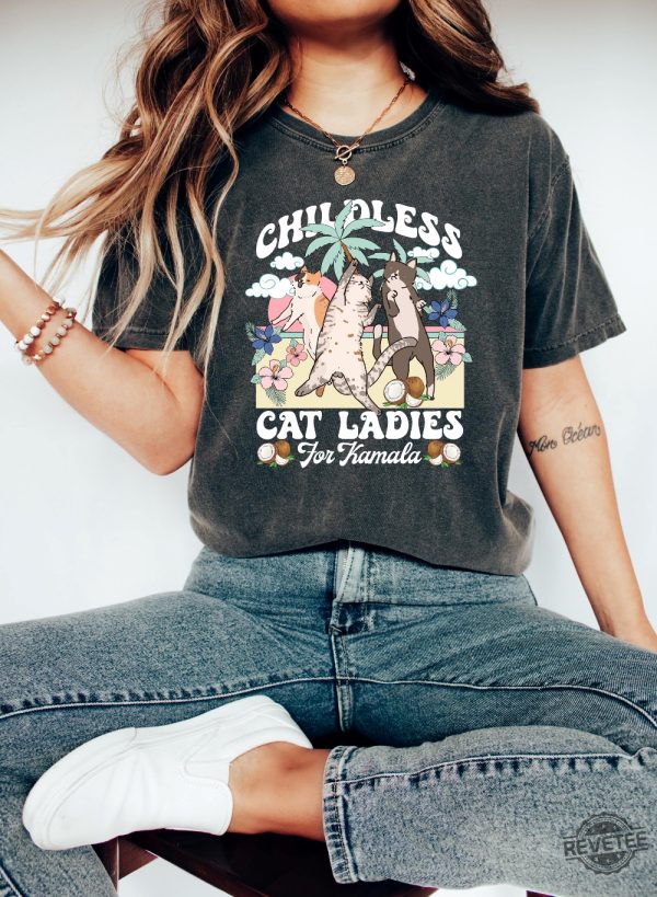 Miserable Childless Cat Ladies For Kamala Shirt Childless Cat Lady T Shirt Kamala Harris Shirt Childless Cat Shirt revetee 1