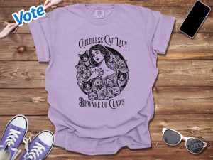 Childless Cat Lady Shirt Beware Of Claws Shirt Vintage Cat Lady Shirt Childless Cat Lady T Shirt revetee 3