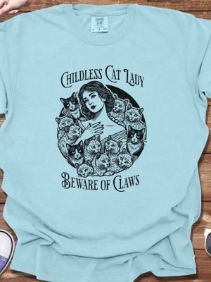 Childless Cat Lady Shirt Beware Of Claws Shirt Vintage Cat Lady Shirt Childless Cat Lady T Shirt revetee 4