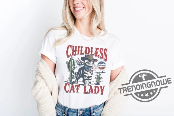 Childless Cat Lady For Kamala Tee Childless Cat Ladies Is Voting T Shirt Coconut Tree Tee Vote Blue Shirt 2024 Election Voting Shirt trendingnowe 2