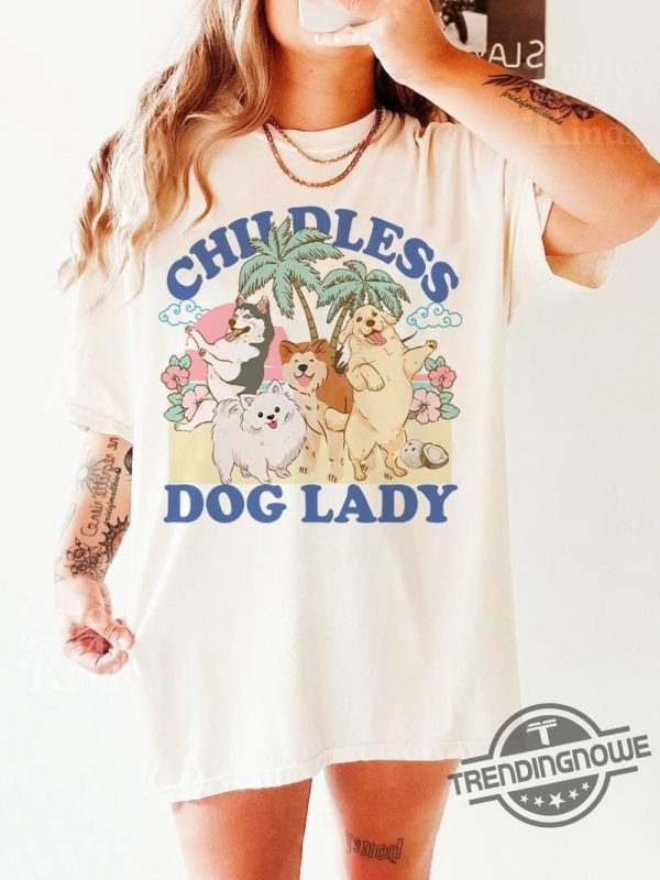 Childless Dog Lady Tee Childless Dog Ladies Is Voting T Shirt Coconut Tree Tee Vote Blue Shirt 2024 Election Voting Shirt trendingnowe 1