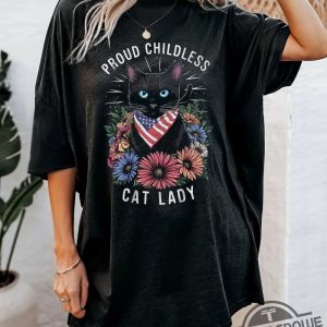 Proud Childless Cat Lady Shirt Funny Cat Lady Shirt Black Cat Feminist Shirt Childless Cat Lady Kamala 2024 Election Shirt trendingnowe 2