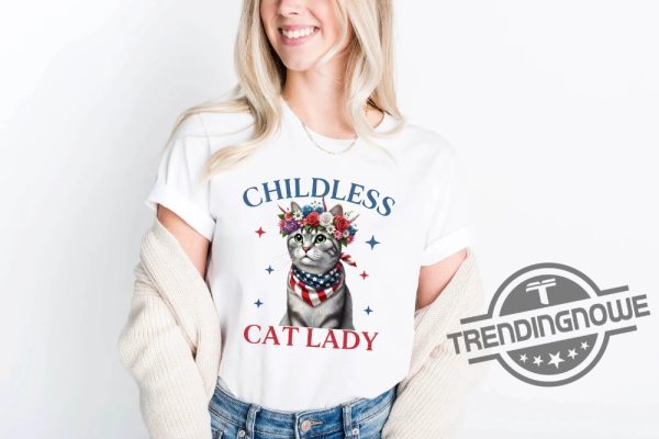 Childless Cat Lady For Kamala Shirt Childless Cat Ladies Is Voting Tee Coconut Tree Vote Blue Shirt 2024 Election Shirts trendingnowe 1