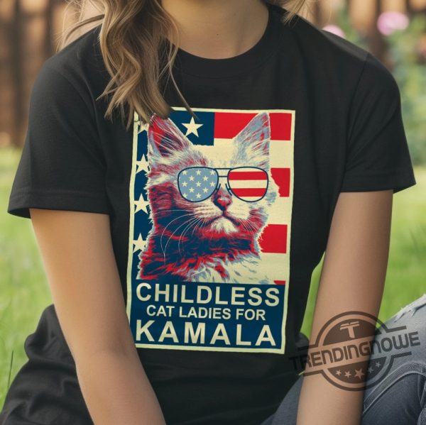 Childless Cat Lady Kamala Shirt Ladies For Kamala Harris President 2024 Unisex T Shirt trendingnowe 1