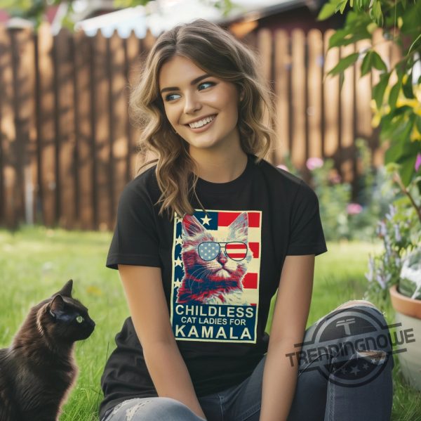 Childless Cat Lady Kamala Shirt Ladies For Kamala Harris President 2024 Unisex T Shirt trendingnowe 2