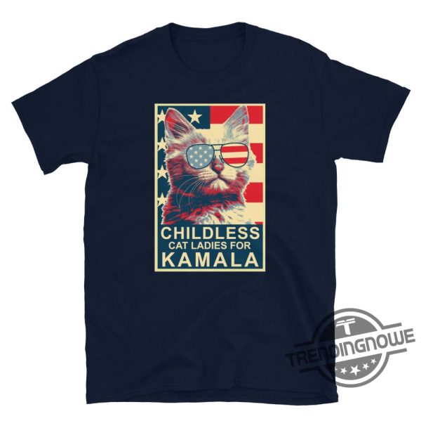 Childless Cat Lady Kamala Shirt Ladies For Kamala Harris President 2024 Unisex T Shirt trendingnowe 3