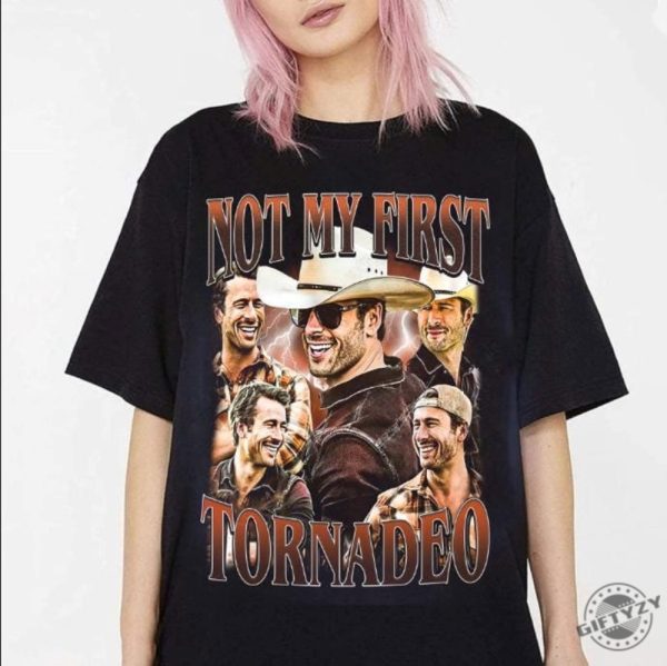 Not My First Tornado 90S Vintage Shirt Glen Powell Sweatshirt Tyler Owens Tshirt Glen Powell Cowboy Hoodie Twister 2024 Movie Storm Chaser Shirt giftyzy 1