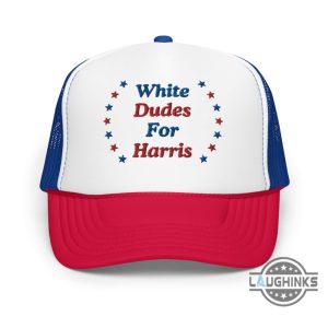 white dudes for kamala harris trucker cap white dudes for harris printed or embroidered hat 2024 laughinks 2