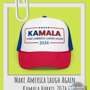 kamala harris make america laugh again trucker cap ka mala embroidered or printed mesh back trucker hats 2024 american flag style laughinks 1