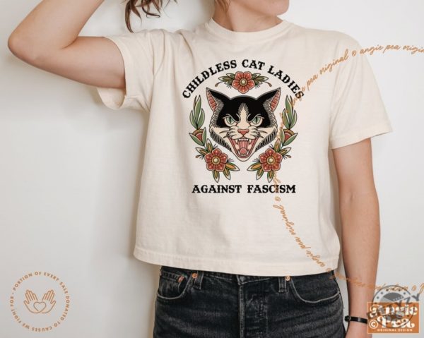 Childless Cat Ladies Against Fascism Feminist Shirt giftyzy 1