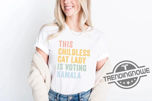 Childless Cat Lady For Kamala T Shirt Childless Cat Ladies Is Voting Shirt Coconut Tree Vote Blue Shirt 2024 Election Voting Shirt trendingnowe 2