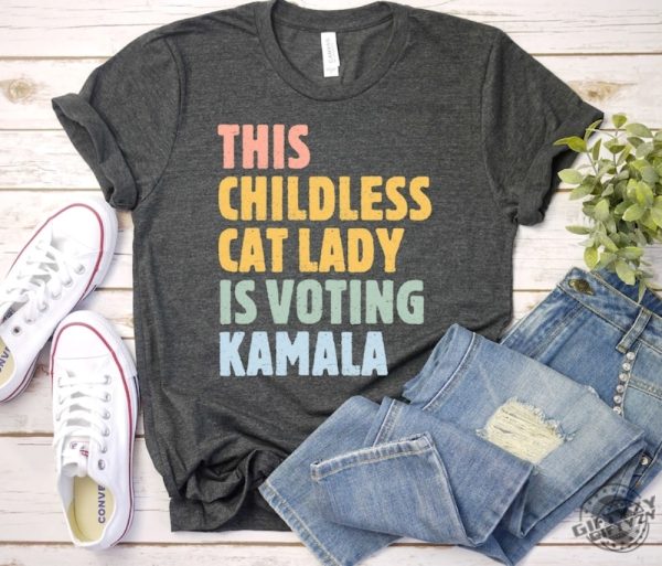 Childless Cat Lady Shirt 2024 Election Political Sweatshirt Childless Cat Lady Tshirt Cute Cat Hoodie Gift For Cat Lover giftyzy 1