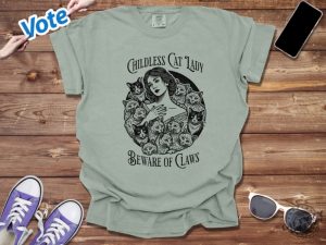 Childless Cat Lady Vintage Shirt Against Fascism Sweatshirt Rocker Vote 2024 Hoodie Feminist Voting Tshirt Pro Choice Liberal Tee Team Cat Shirt giftyzy 2