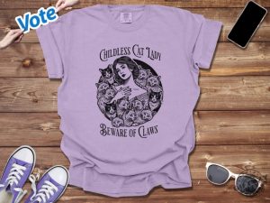 Childless Cat Lady Vintage Shirt Against Fascism Sweatshirt Rocker Vote 2024 Hoodie Feminist Voting Tshirt Pro Choice Liberal Tee Team Cat Shirt giftyzy 5