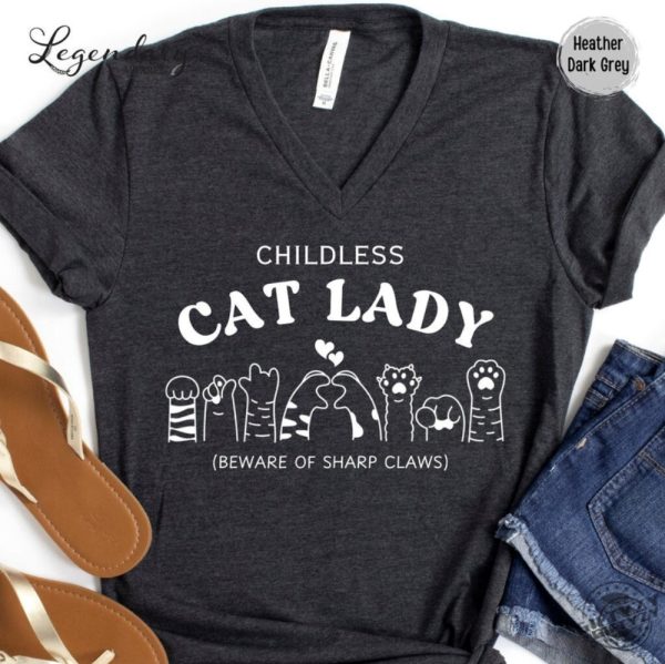 Childless Cat Lady Tshirt Feminist Sweatshirt Gift For Her Proud Childless Cat Lady Shirt For Election 2024 Hoodie Feminist Gift giftyzy 1