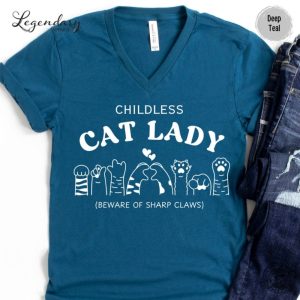 Childless Cat Lady Tshirt Feminist Sweatshirt Gift For Her Proud Childless Cat Lady Shirt For Election 2024 Hoodie Feminist Gift giftyzy 3