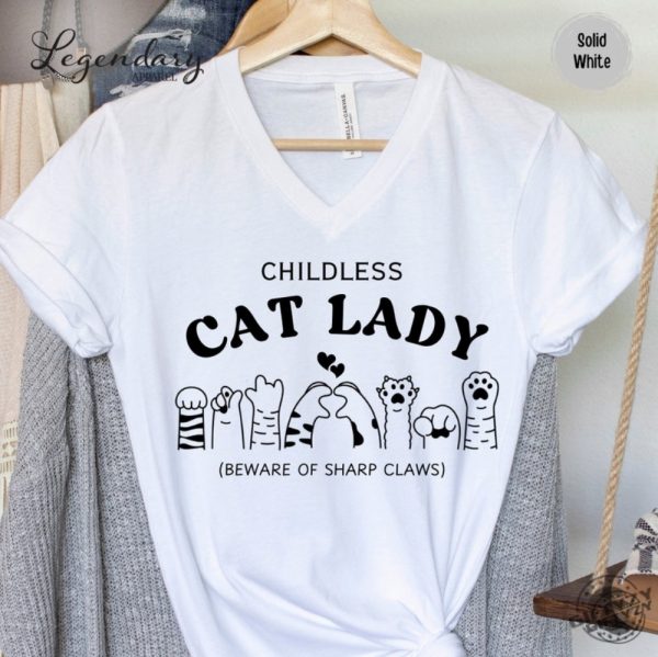 Childless Cat Lady Tshirt Feminist Sweatshirt Gift For Her Proud Childless Cat Lady Shirt For Election 2024 Hoodie Feminist Gift giftyzy 5