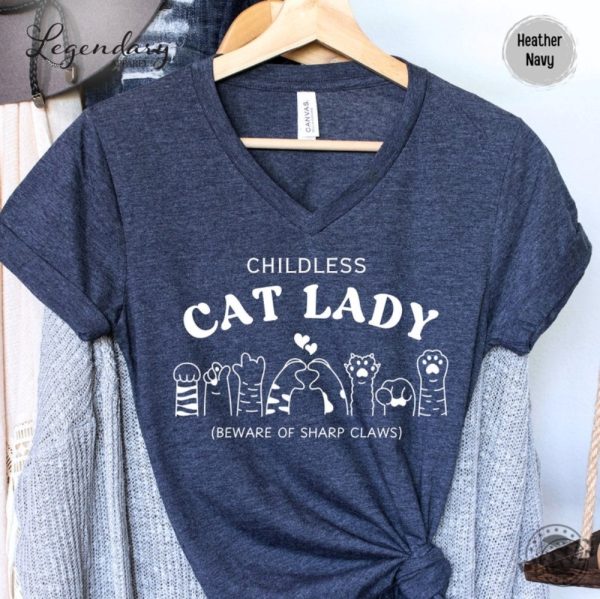 Childless Cat Lady Tshirt Feminist Sweatshirt Gift For Her Proud Childless Cat Lady Shirt For Election 2024 Hoodie Feminist Gift giftyzy 6