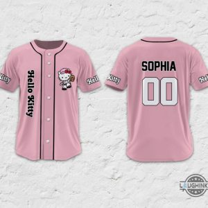 custom sanrio hello kitty pink baseball jersey shirt