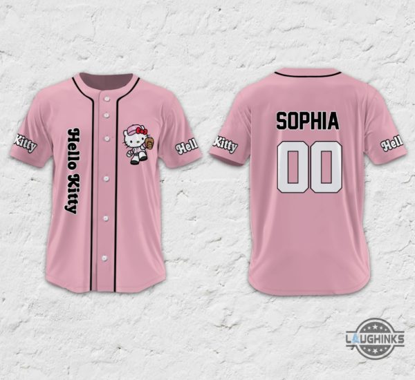 custom sanrio hello kitty pink baseball jersey shirt