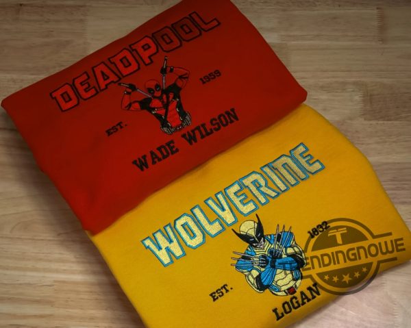 Deadpool Wolverine Embroidered Sweatshirt Deadpool And Wolverine Embroidered Hoodie Marvel Embroidered Shirt Superhero Gift trendingnowe 1