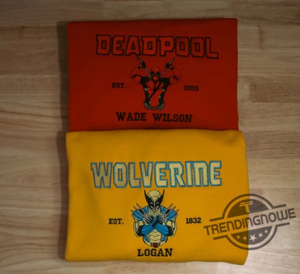 Deadpool Wolverine Embroidered Sweatshirt Deadpool And Wolverine Embroidered Hoodie Marvel Embroidered Shirt Superhero Gift trendingnowe 4