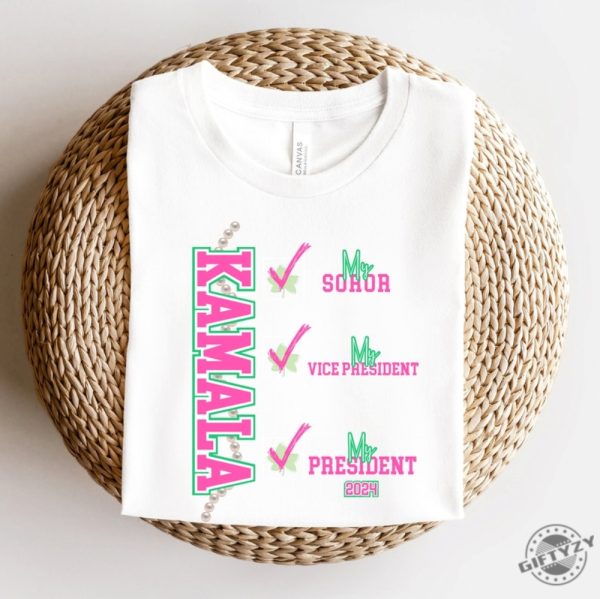 Kamala My Soror My President Shirt Kamala Harris Tshirt Kamala 2024 Hoodie 1908 Vote Kamala Harris 2024 For President Sweatshirt Pink And Green Aka Soror Shirt giftyzy 4