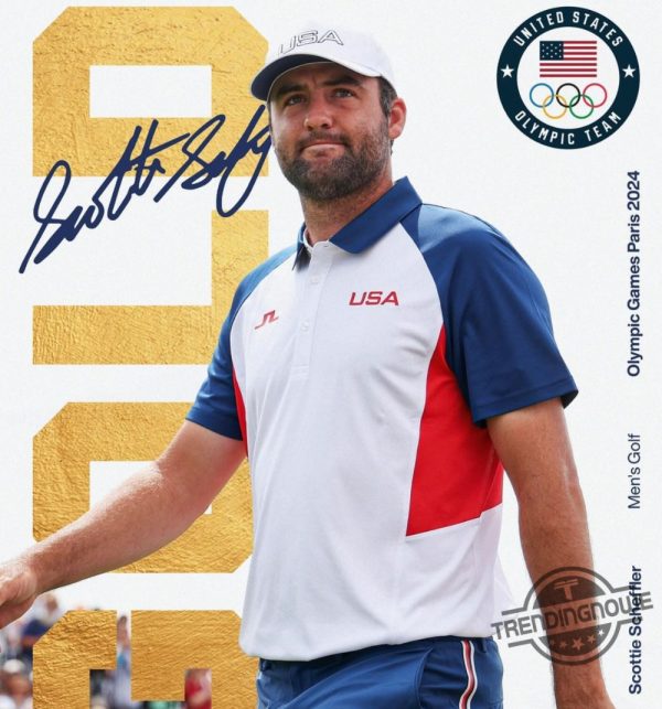 Scottie Scheffler Polo Shirt Usa Golf Shirt Scottie Scheffler Gold Medal Olympic Champion Shirt Usa Pga Shirt Golf Fan Merch trendingnowe 2