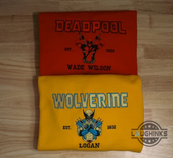 deadpool and wolverine embroidered t shirt sweatshirt hoodie wade wilson x logan howlett embroidery tee gift for fans laughinks 3