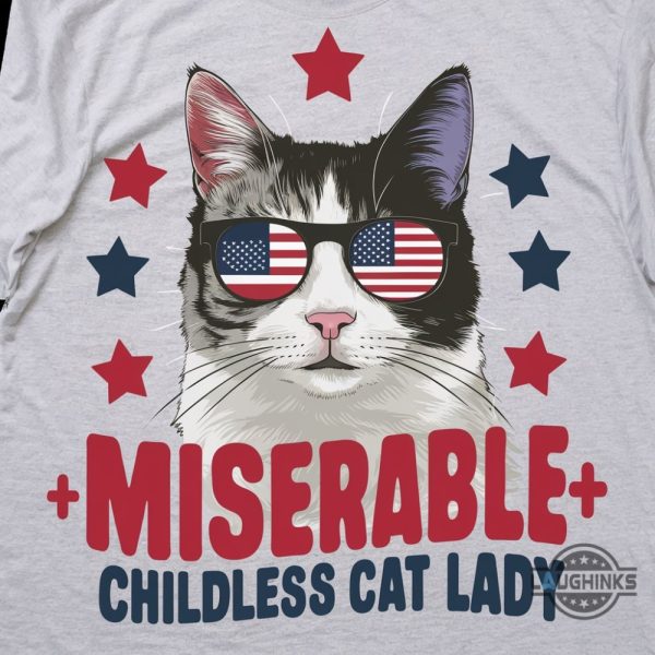 miserable childless cat lady shirt kamala harris for president shirts 2024