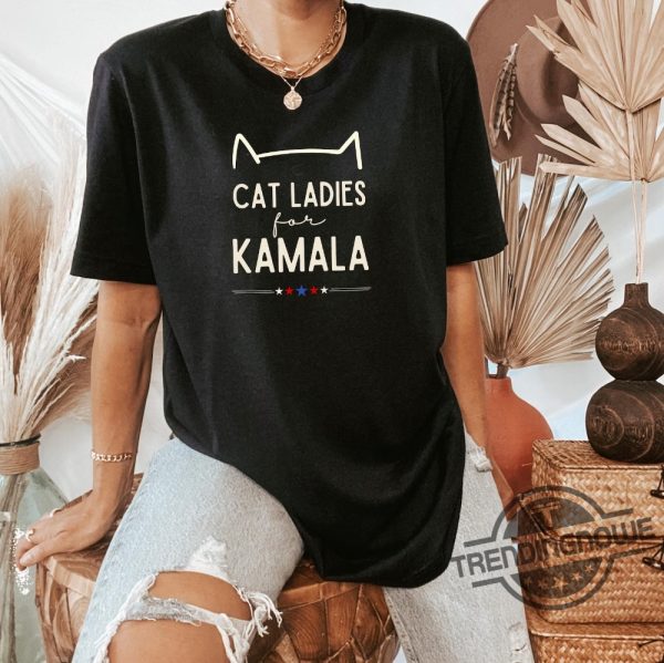 Cat Ladies For Kamala Shirt Kamala 2024 President Shirt Cat Mom Shirt Kamala Rally T Shirt Childless Cat Ladies Kamala Shirt trendingnowe 1