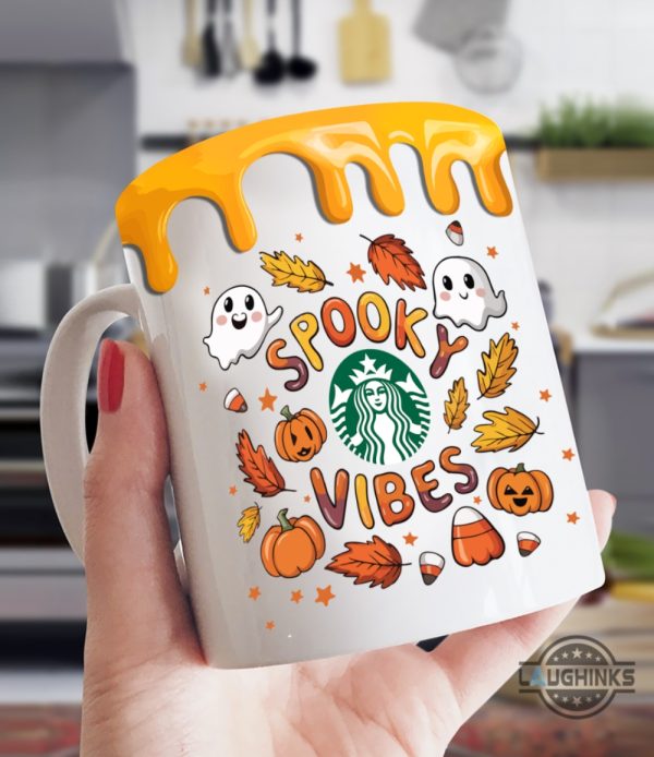 spooky vibes ghosts pumpkin coffee mug fall halloween starbuck design cups