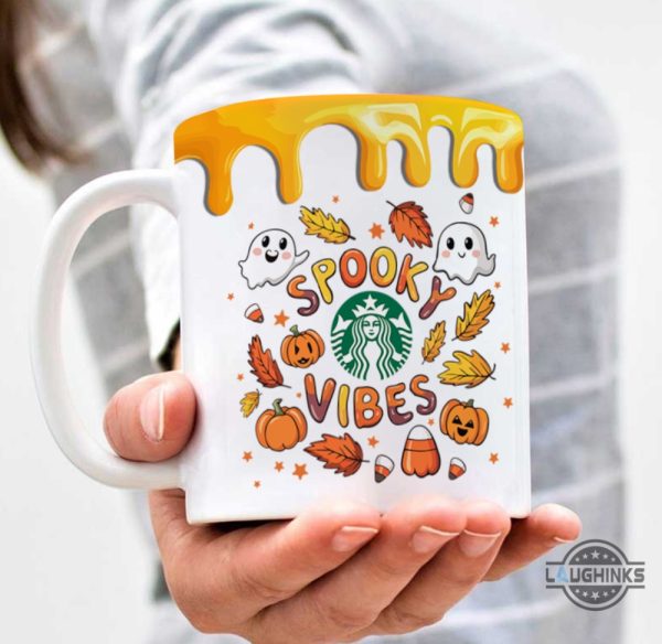 spooky vibes ghosts pumpkin coffee mug fall halloween starbuck design cups