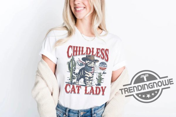 Childless Cat Lady For Kamala T Shirt Childless Cat Ladies Is Voting Tee Coconut Tree Vote Blue Shirt 2024 Election Voting Shirt trendingnowe 2