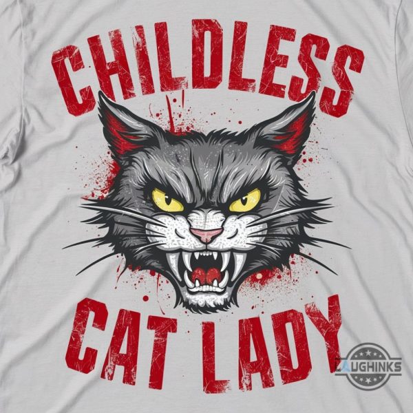 fierce childless cat lady shirt kamala harris 2024 scary halloween costume